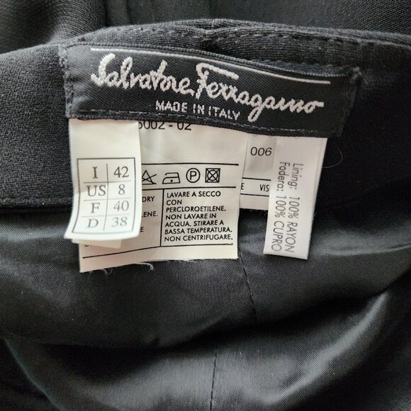 SALVATORE FERRAGAMO High Rise Wide Leg sleek dress slacks lined made in italy 8 - Picture 3 of 10